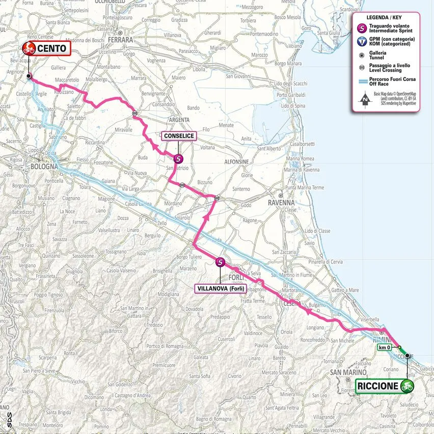 Map Giro d'Italia 2024 stage 13