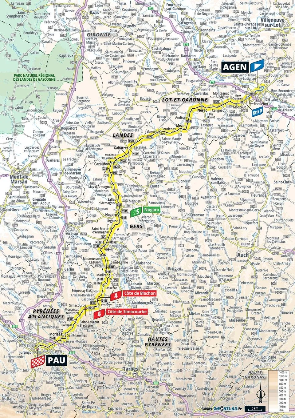 Map Tour de France 2024 stage 13