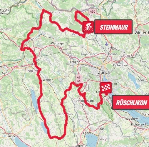 Mapa Etapa 2 da Volta à Suiça 2024&nbsp;