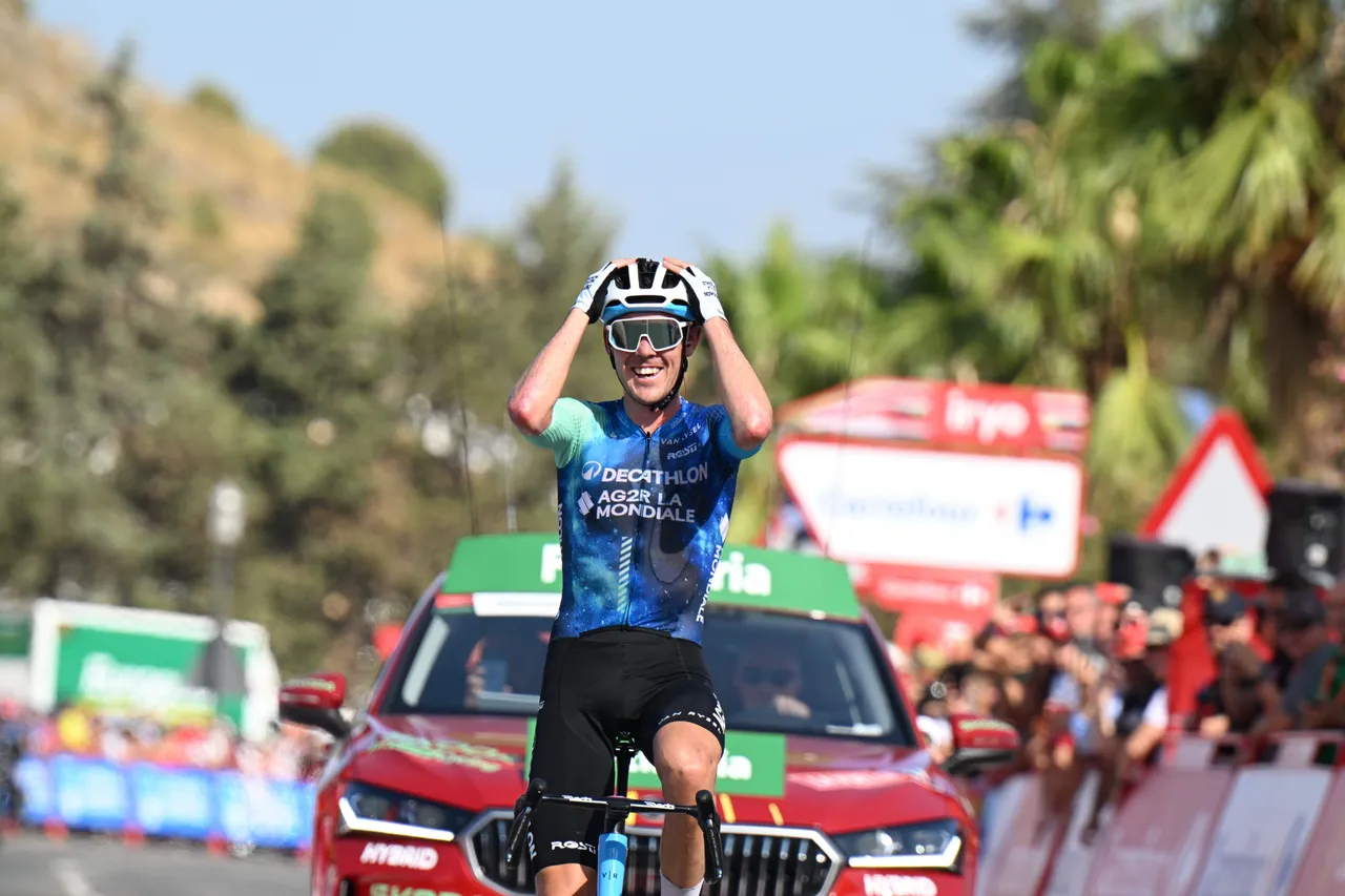 O'Connor celebrating his stage win
