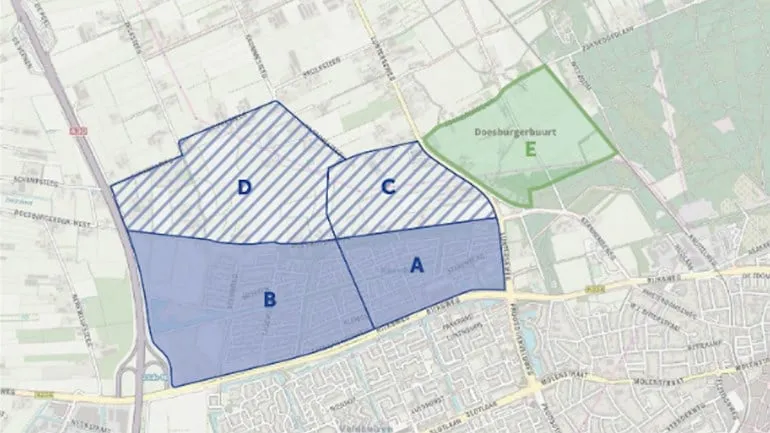 het gaat om de percelen in de gebieden d en c foto gemeente ede