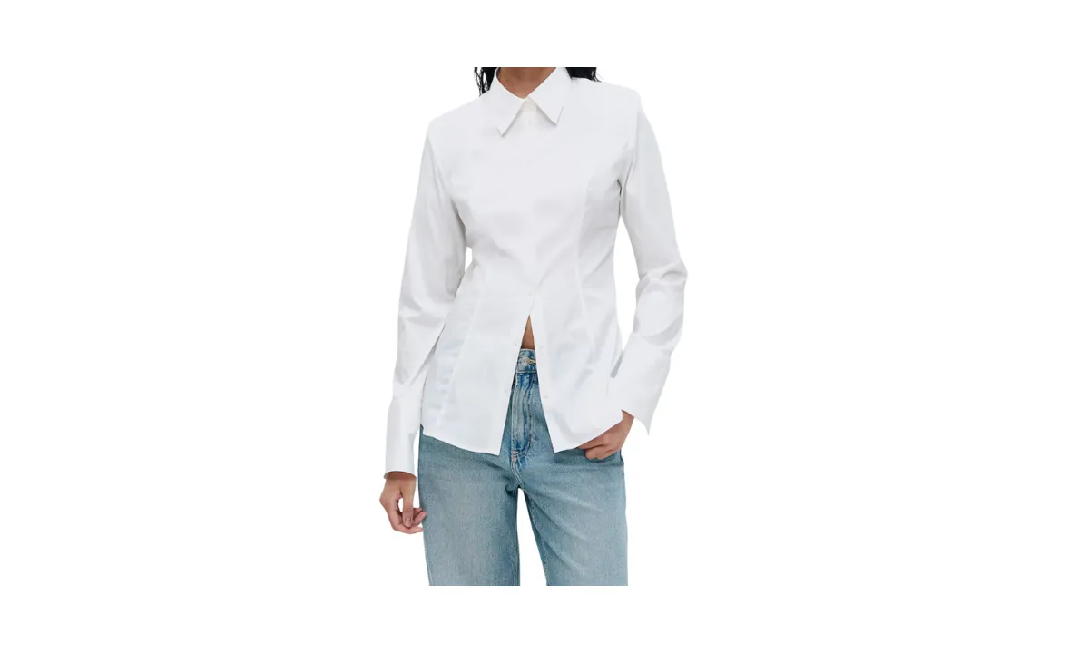 GETAILLEERDE OVERHEMDBLOUSE MET SCHOUDERVULLINGEN