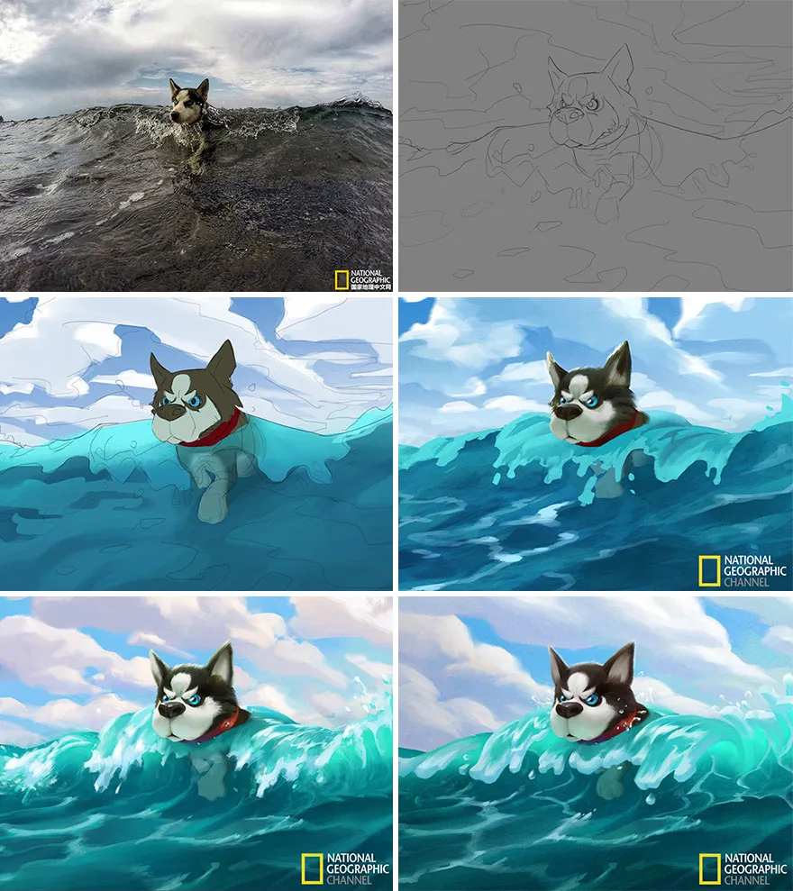 artist transforms national geographic photographs into adorable illustrations 5b3de2c942f48 880