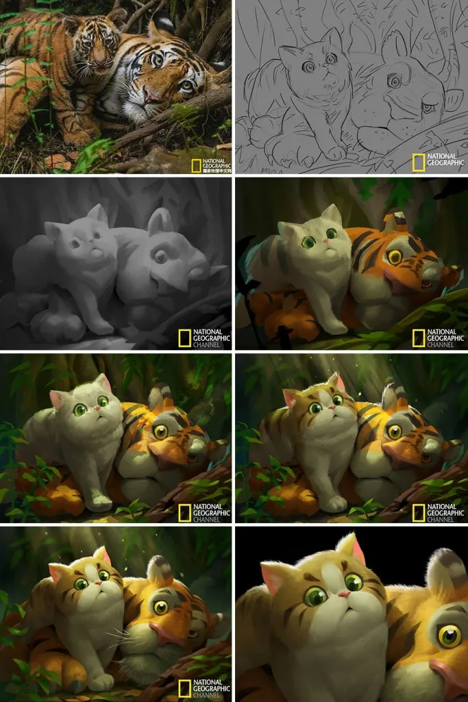 artist transforms national geographic photographs into adorable illustrations 5b3de2ce30147 880 683x1024