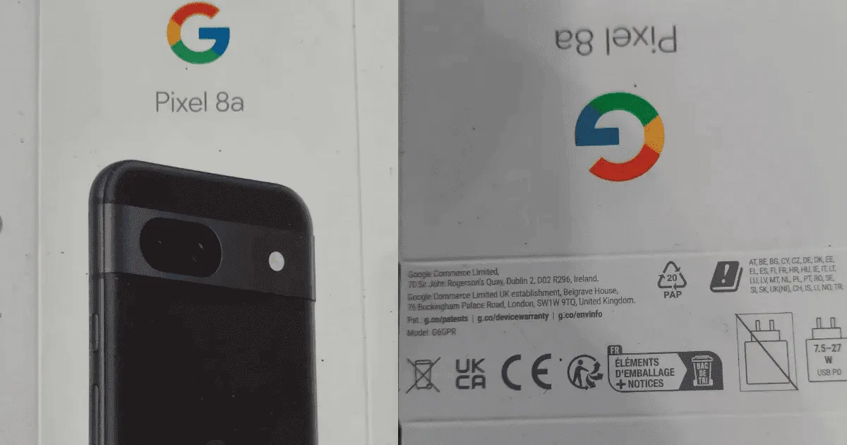 Google Pixel 8A Retail Box Spotted, Model Number and