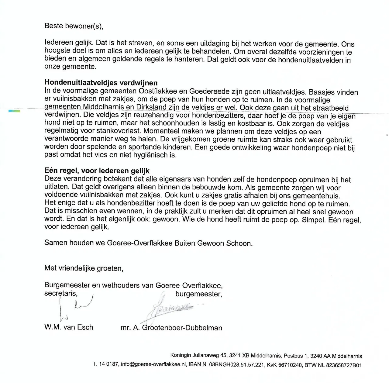 brief gemeente hondenbezitters