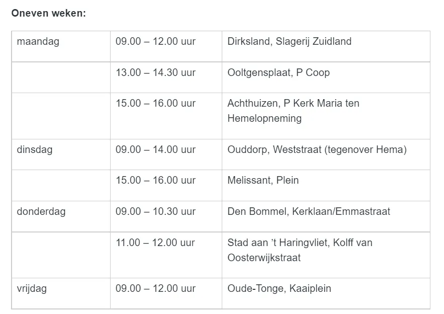 go bus oneven weken