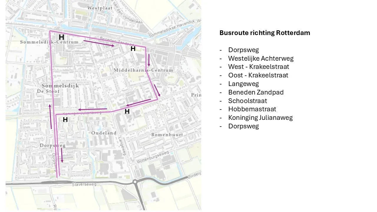 Busroute richting Rotterdam