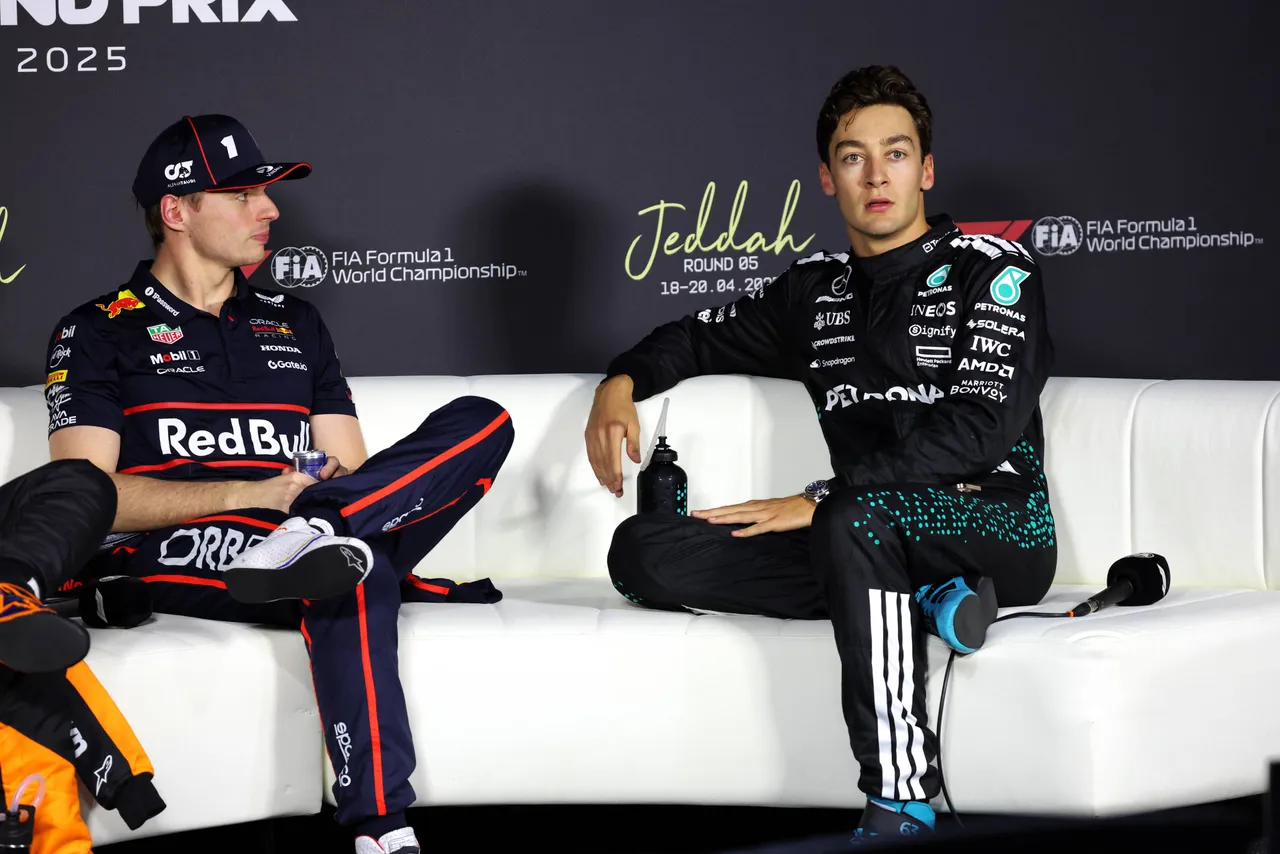 Max Verstappen and George Russell in Jeddah