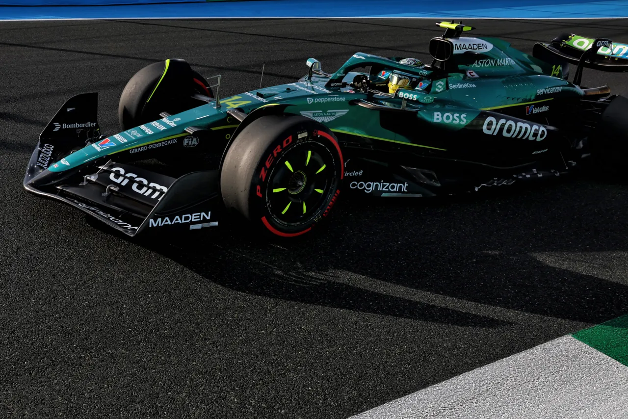 Fernando Alonso driving the AMR25 at Jeddah