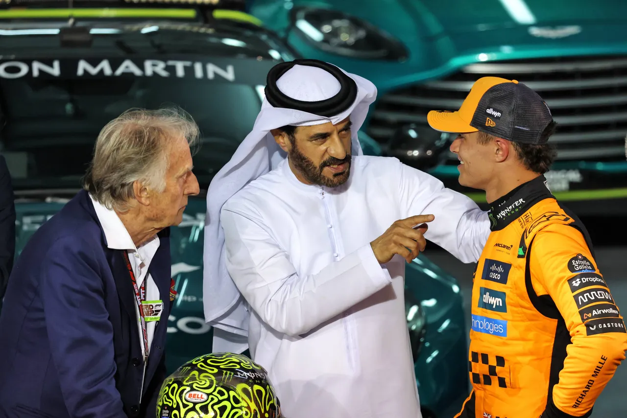 Mohammed Ben Sulayem together with Lando Norris during the Bahrain race weekend.