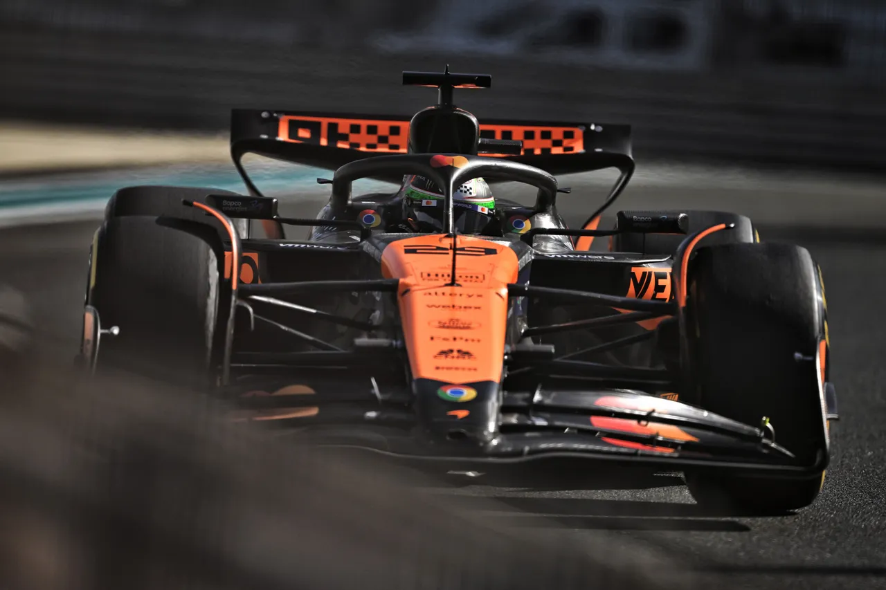 IndyCar driver Pato O'Ward driving the MCL38 at last year's post-season test in Abu Dhabi
