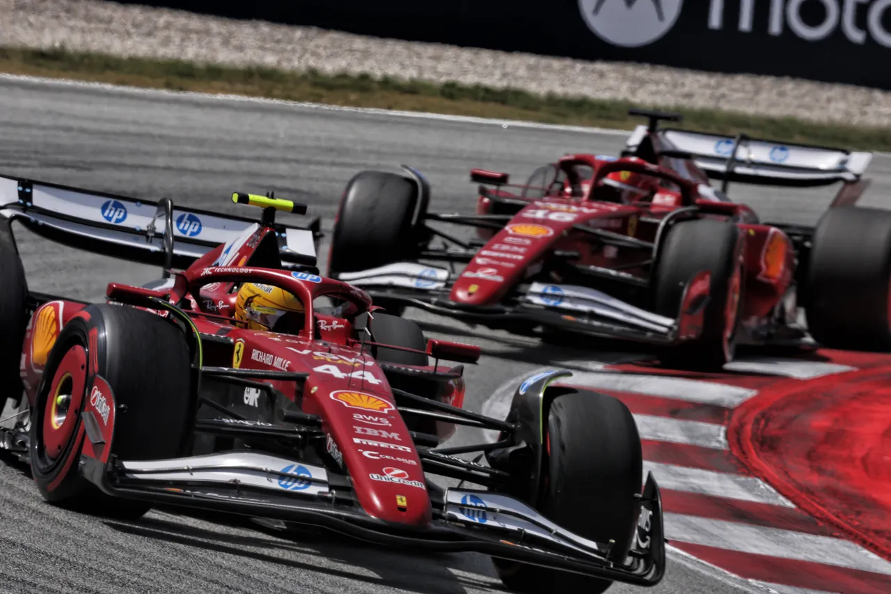 Hamilton and Leclerc at the 2025 Spanish Grand Prix