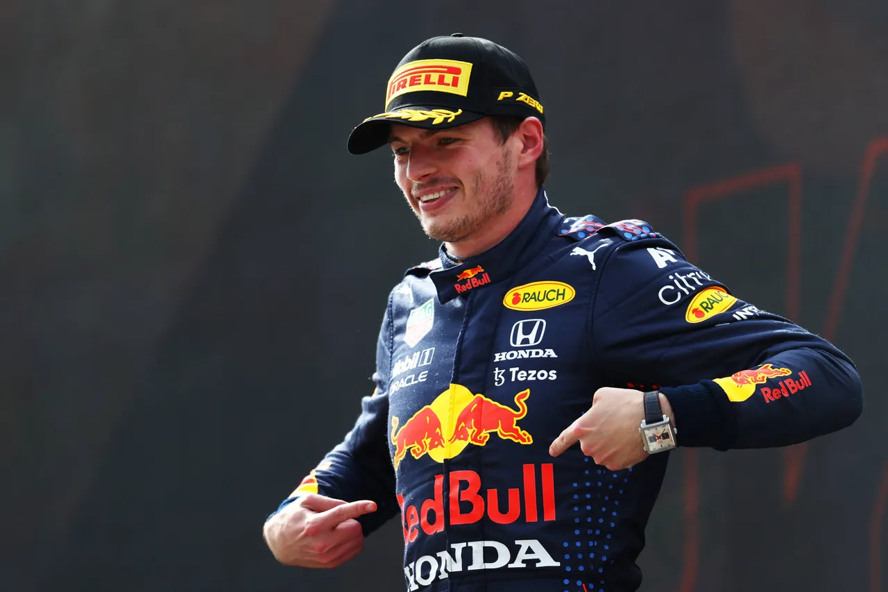 Max Verstappen na zijn zege in de GP van Oostenrijk in 2021
