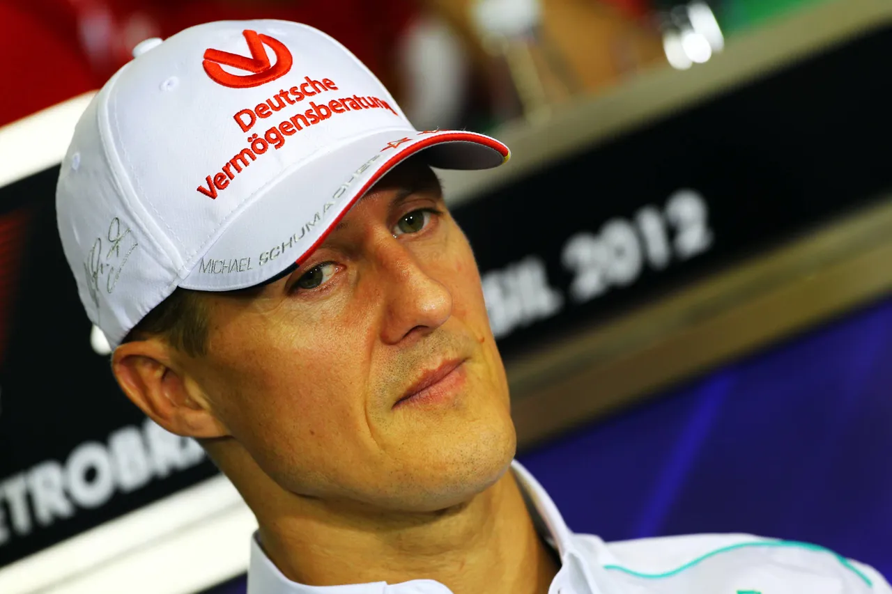 Michael Schumacher at a F1 press conference in Brazil