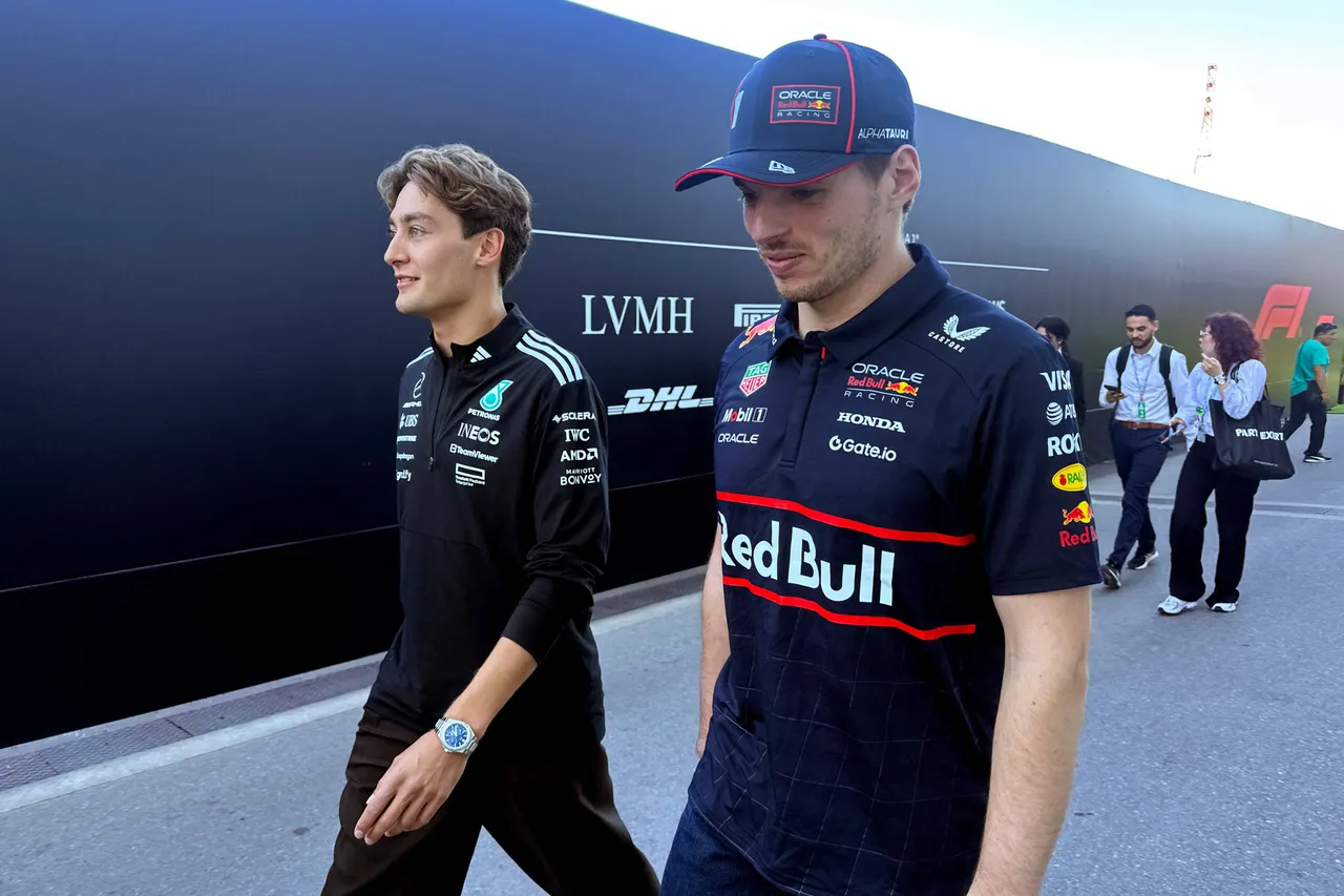 George Russell en Max Verstappen