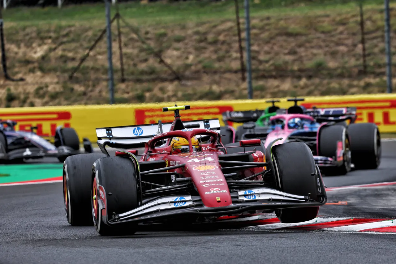 Hamilton during the Hungarian GP race