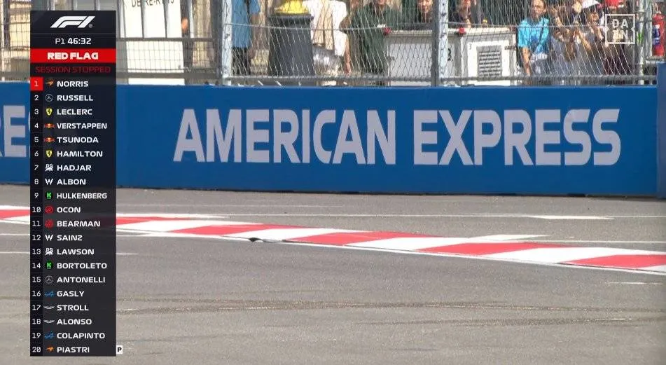 Debris from Carlos Sainz's car that brought out the red flag