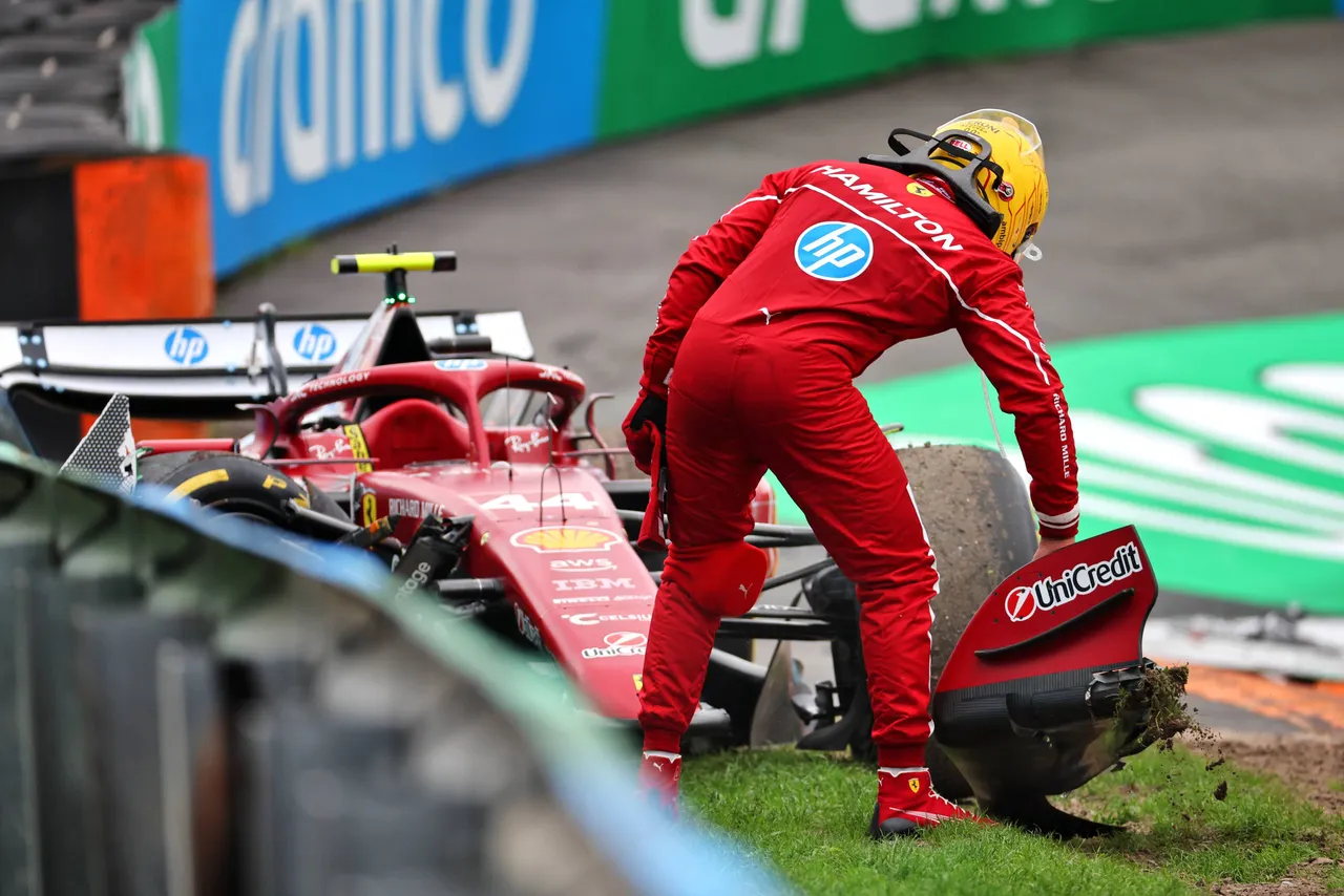 Ferrari driver Lewis Hamilton at Zandvoort post-crash (3)