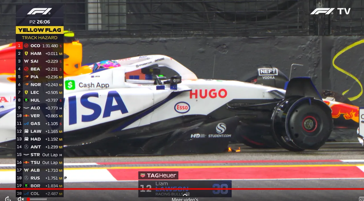 De crash van Lawson - Foto: Formula 1