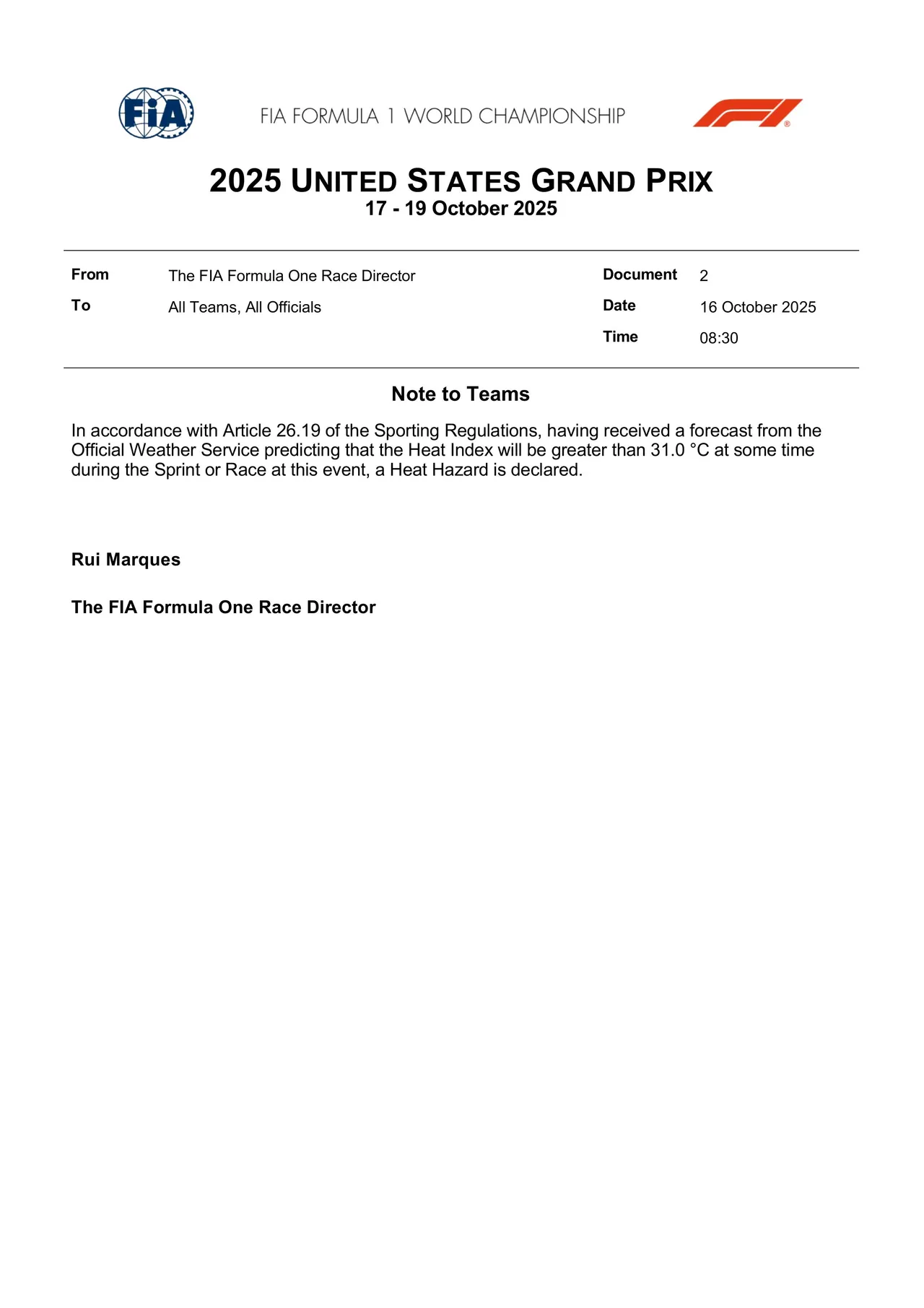 FIA heat protocol