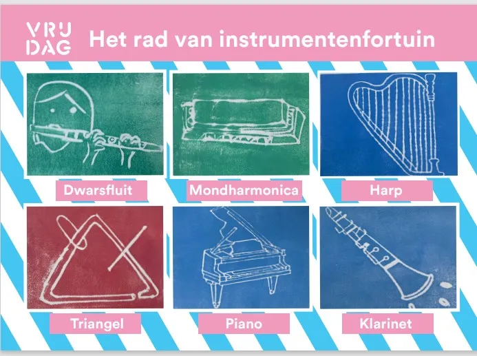 bingokaart rad van instrumentenfortuin bij vrijdag