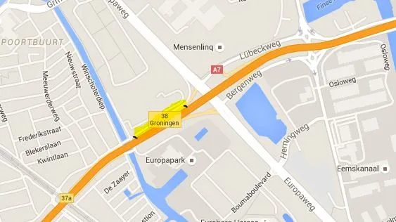 kaartje europaweg parallelweg