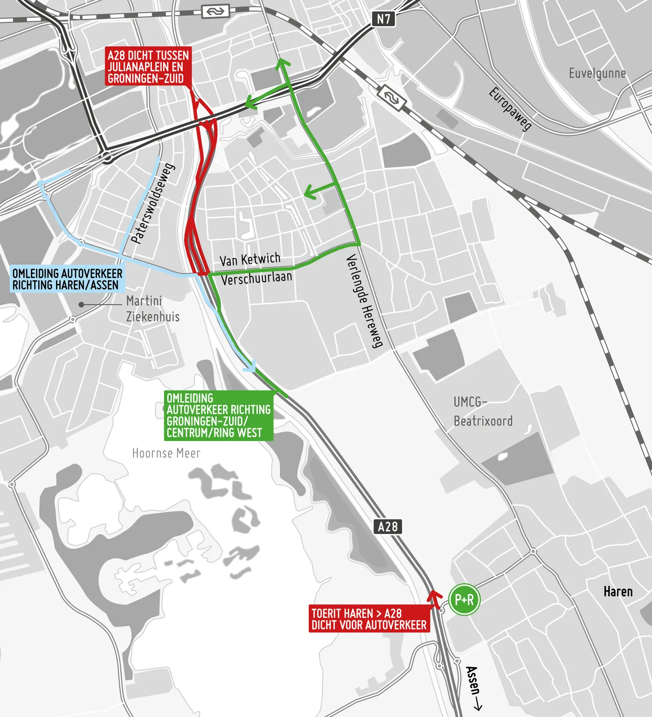 omleidingskaartje a28 groningen 5 8 nov groningen bereikbaar 1