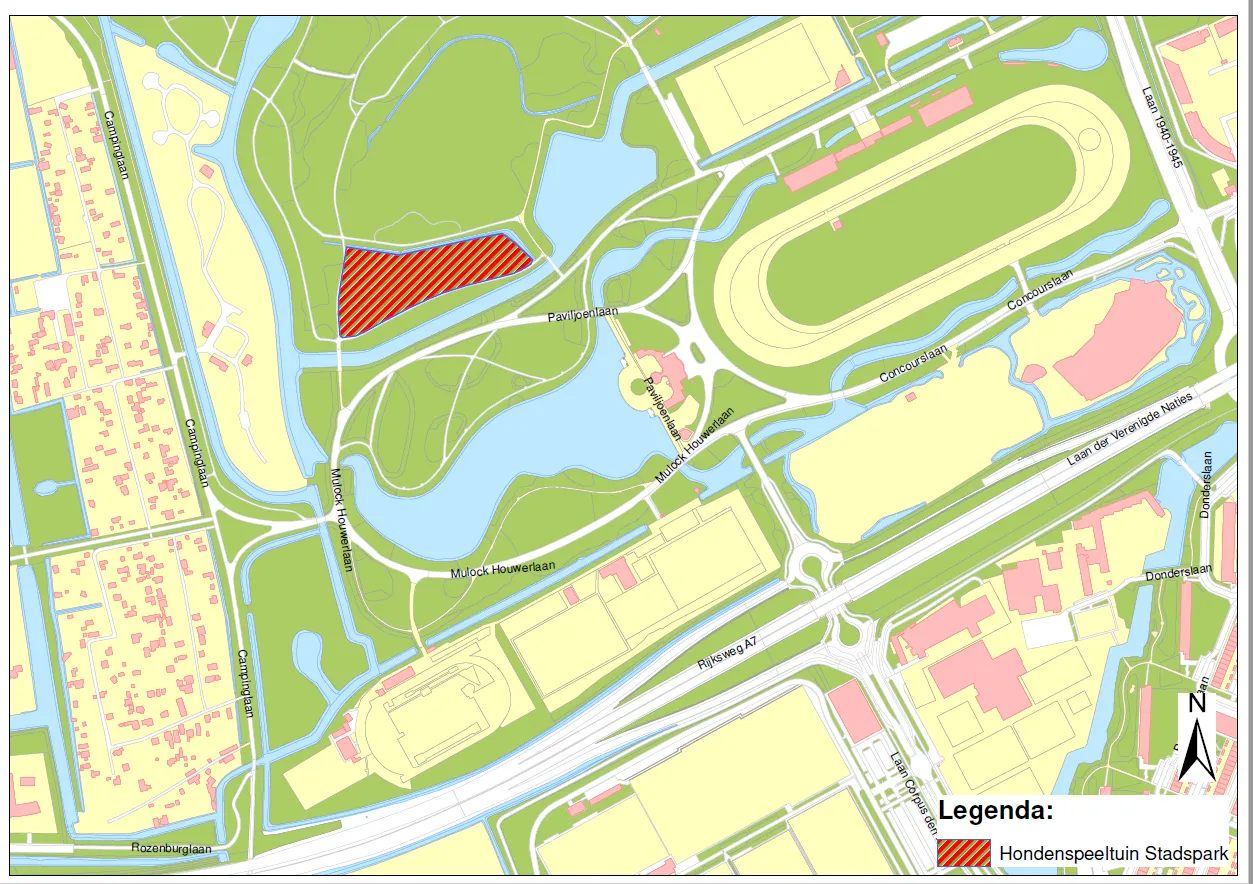 plattegrond hondenspeeltuin stadspark