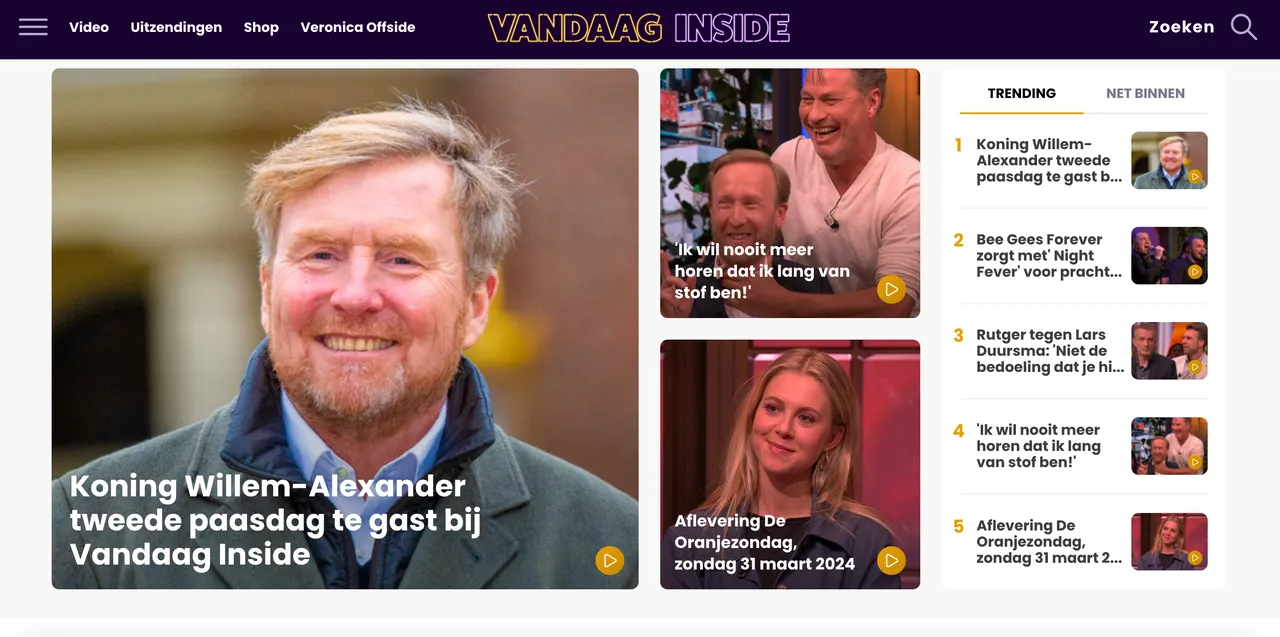 De website van Vandaag Inside