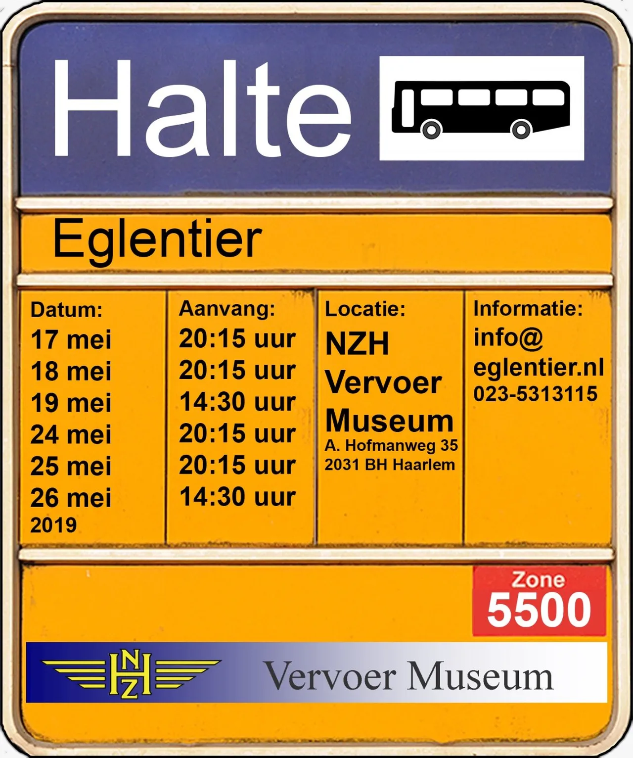 verkeersbord halte eglentier