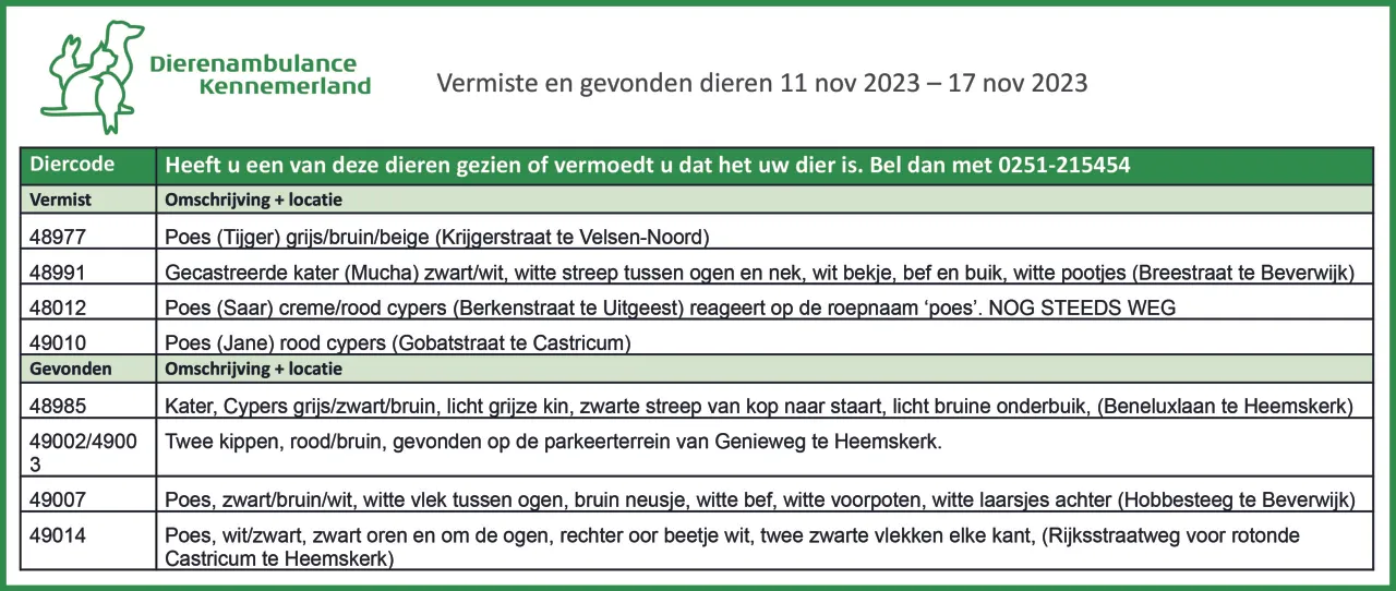 vermiste en gevonden dieren 11 nov 2023 e28093 17 nov 2023 scaled
