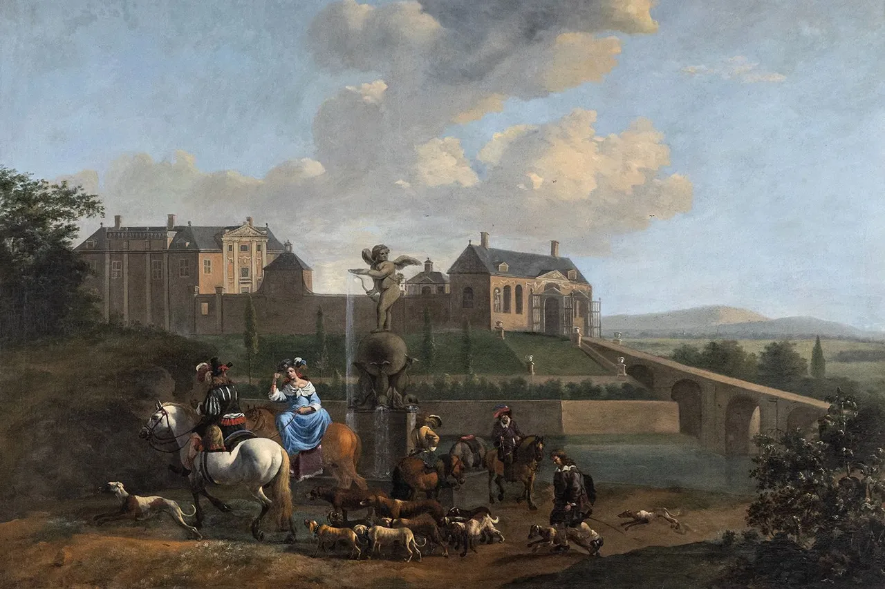 Schilderij van een van de eerdere landhuizen, waarvan de fundamenten nog onder het huidige landhuis Elswout liggen.&nbsp;