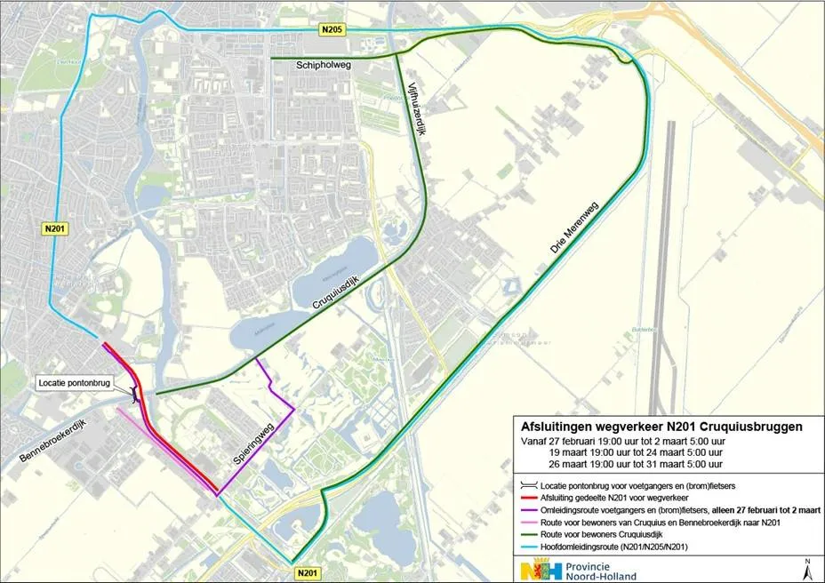 omleidingskaart Cruquiusbrug CMS