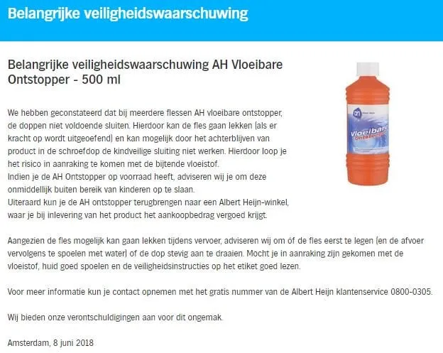 ah vloeibare ontstopper
