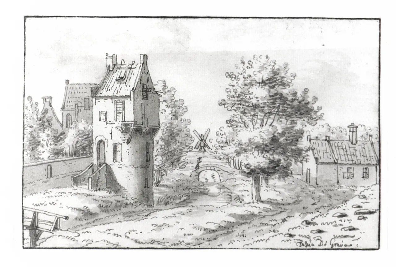 Tekening van Josua de Grave uit de late zeventiende eeuw van het Demerrondeel.