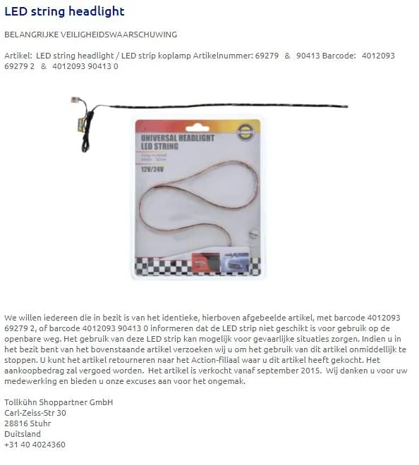 recall action led strip headlight