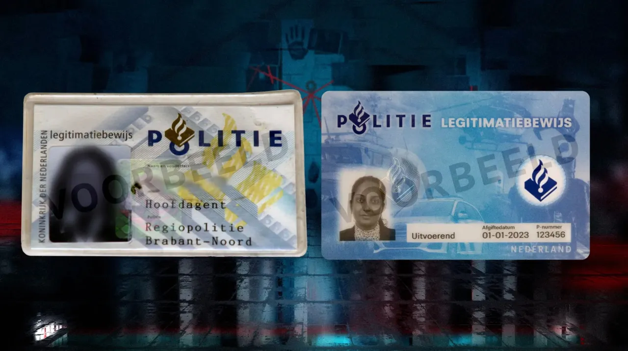 Links de oude politiepas, rechts de nieuwe