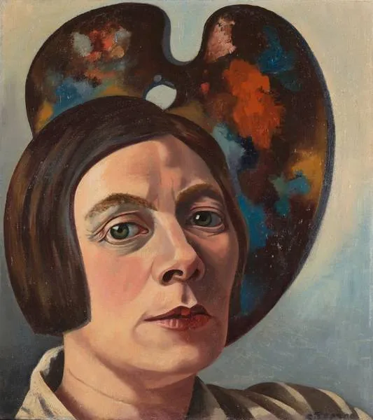 Charley Toorop.Zelfportrait tegen palet.(4)