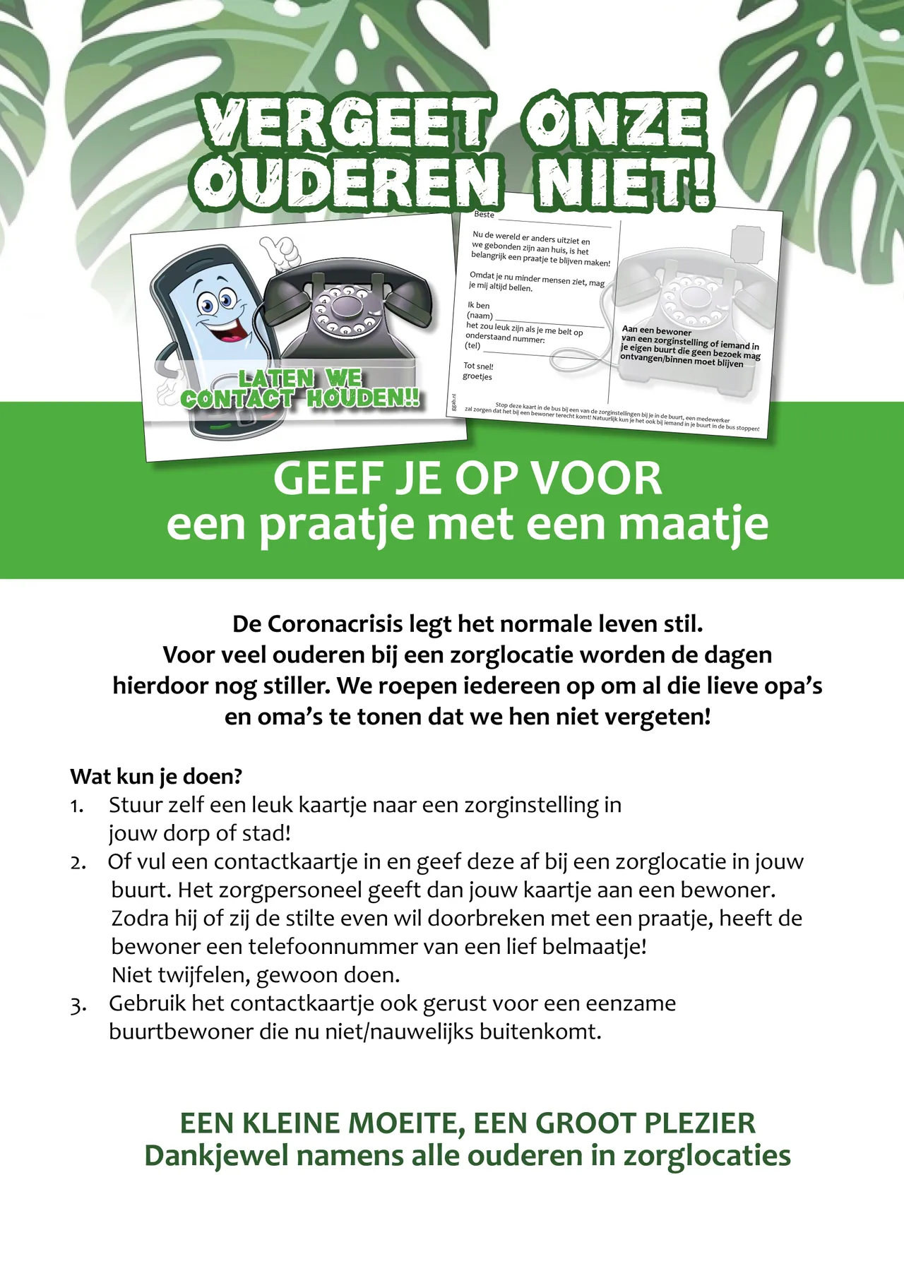 poster praatje met een belmaatje