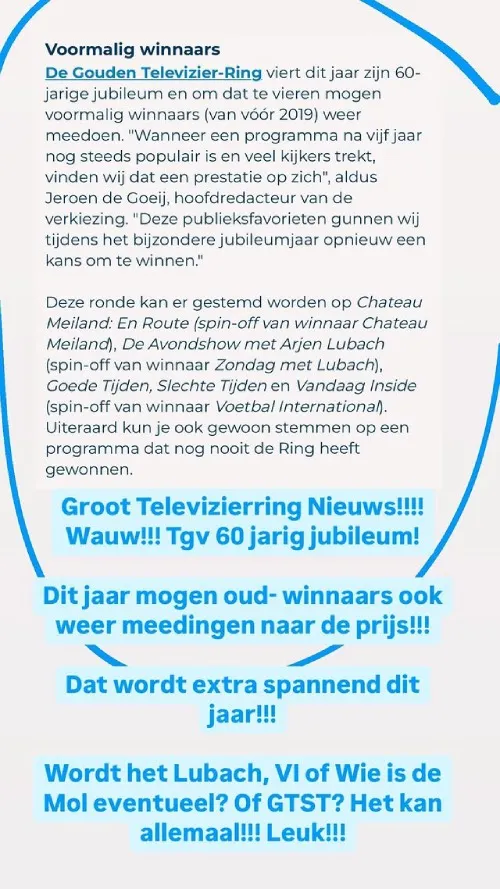 Tina Nijkamp over Televizier-Ring