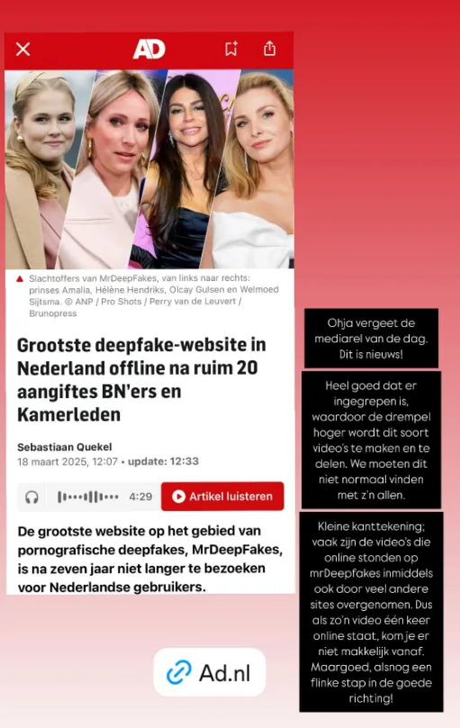 Reactie op het deep fake&amp;nbsp;