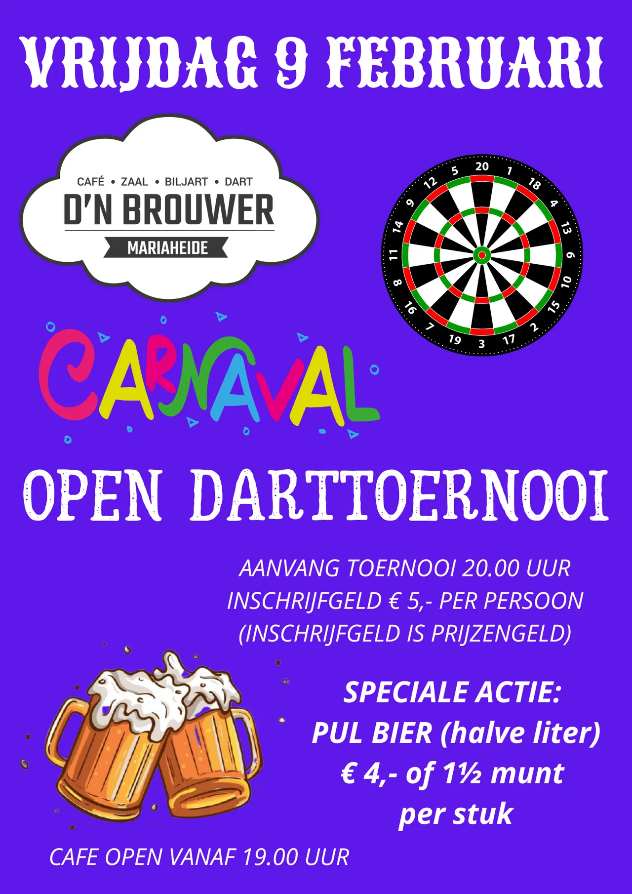 vrijdag 9 feb open darttoernooi