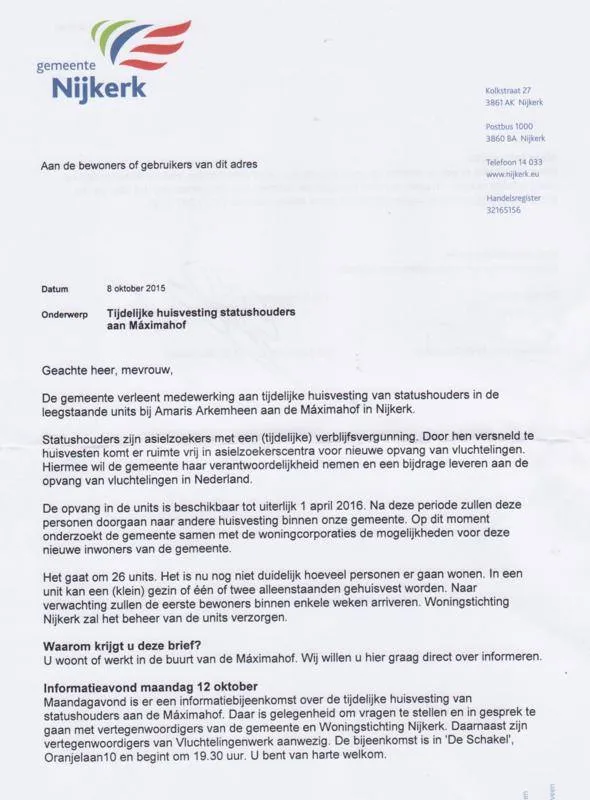 2015 10 09 brief gemeente statushouders 1
