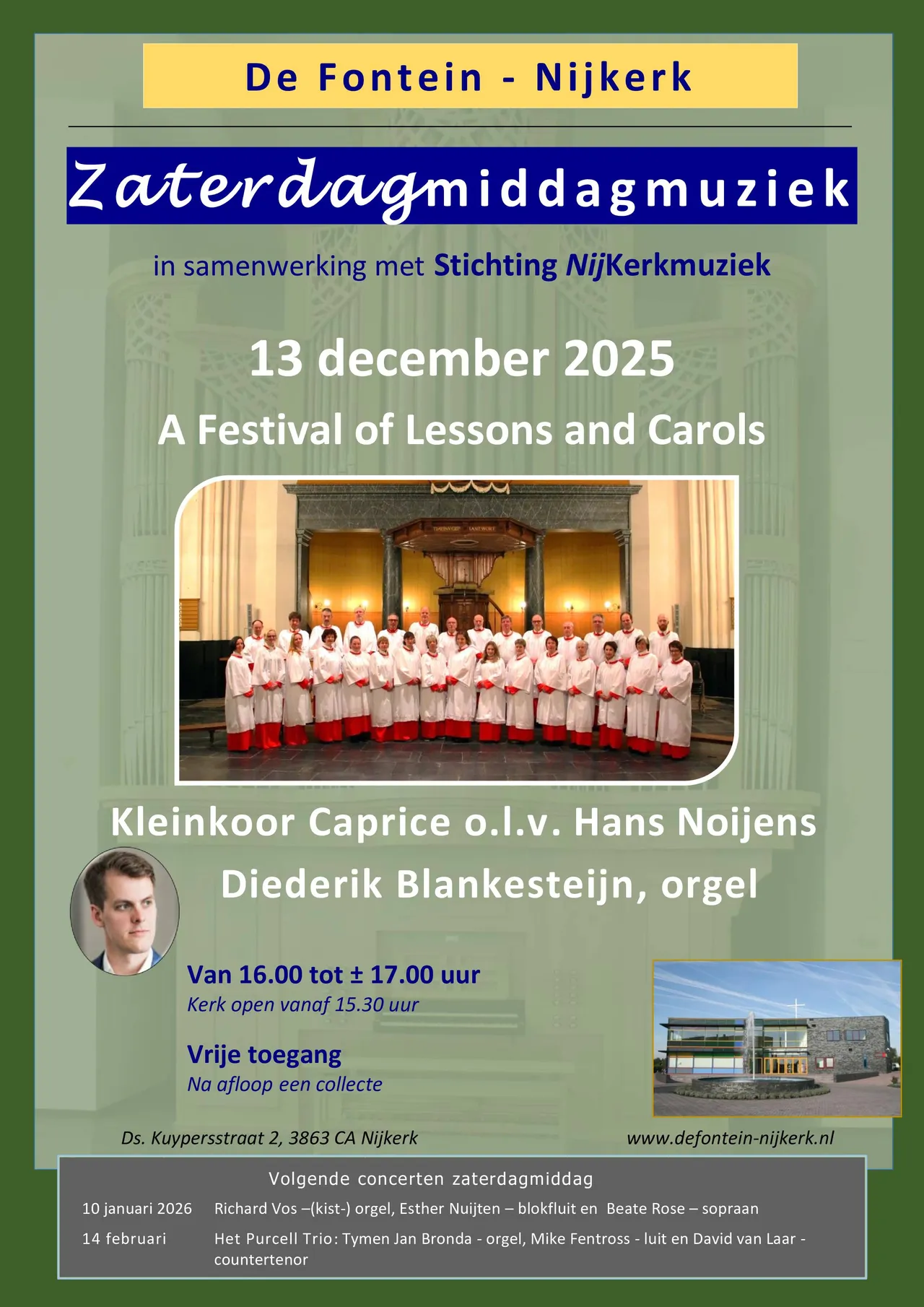 Poster Festival of Lessons and Carols - Kleinkoor Caprice