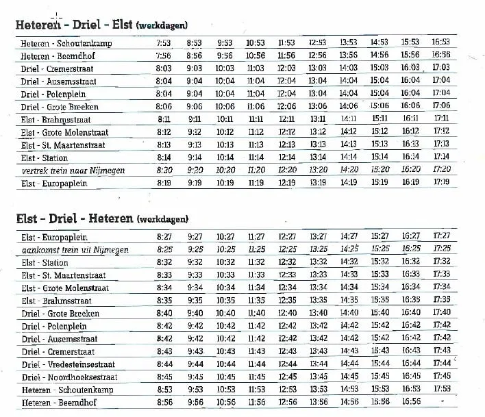 dienstregeling 556