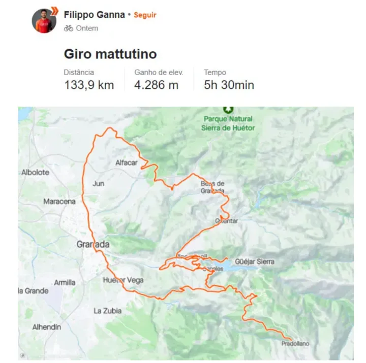 Strava Trainingsroute Pogacar/Ineos Grenadiers Karte mit schematischem Kurs&amp;amp;lt;br&amp;amp;gt;