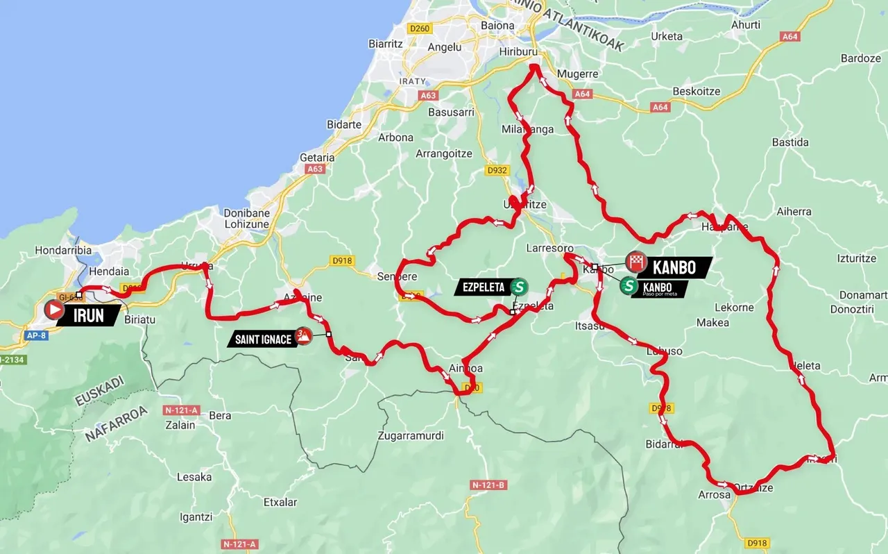 Karte Itzulia Baskenland 2024 Etappe 2&nbsp;