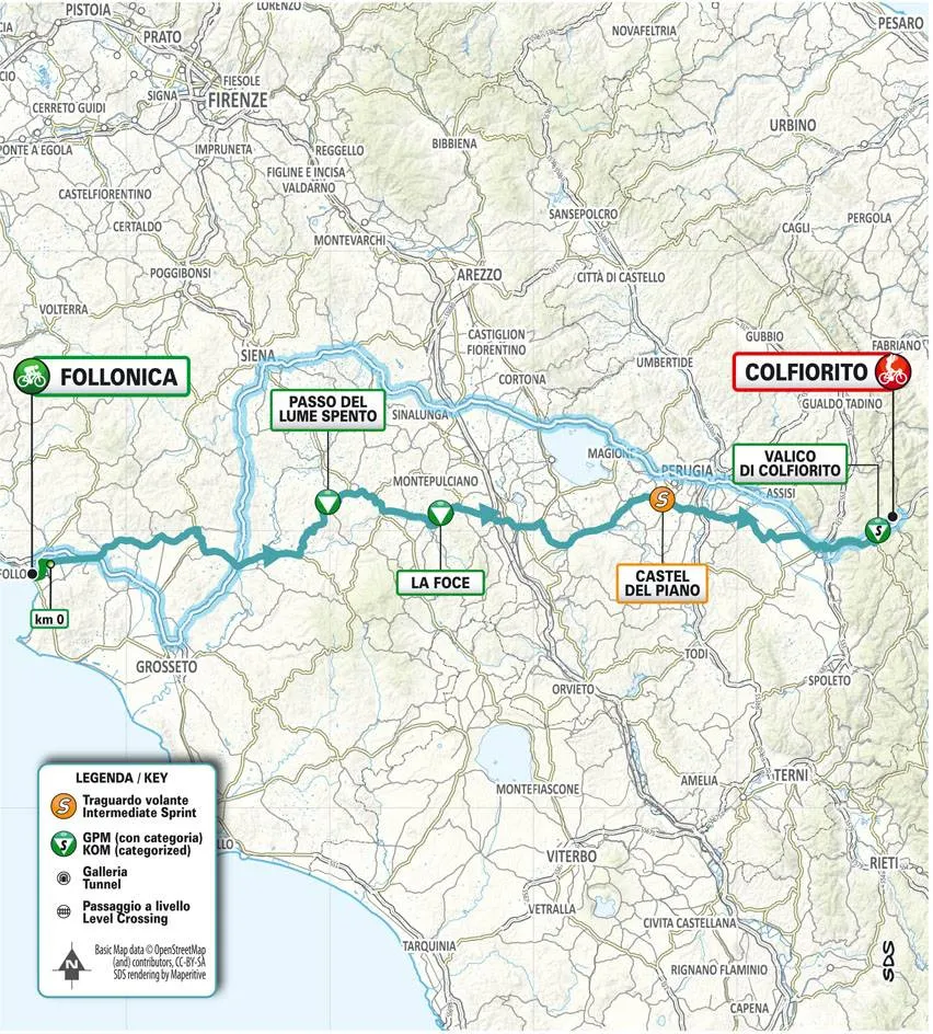 Karte Tirreno-Adriatico 2025 Etappe 3