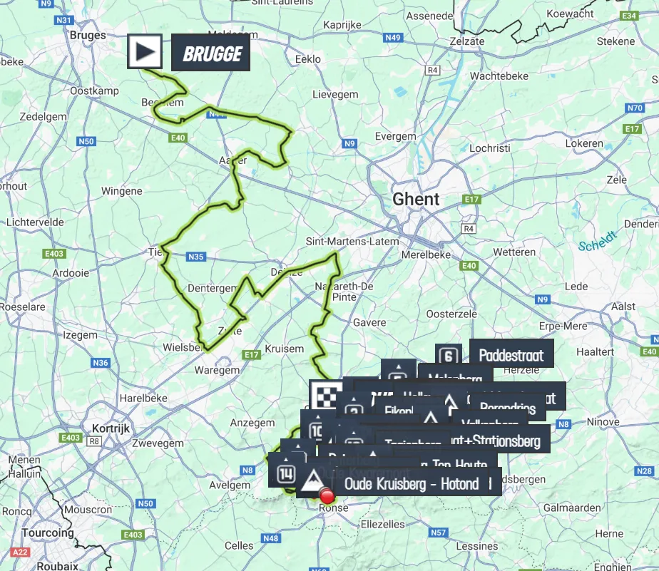 Karte Tour of Flanders 2025